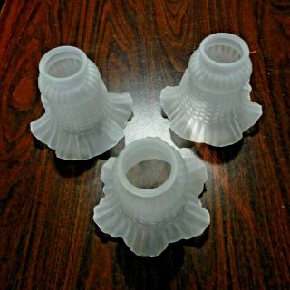 Light Ceiling Fan Replacement Scalloped Glass Globes Frosted Set Of 3 (hm007)