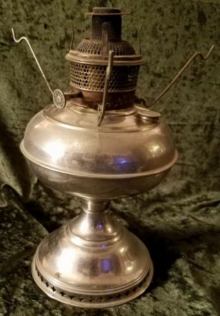 Antique Vintage Bradley & Hubbard B&h Nickle Plated Kerosene Lantern Lamp