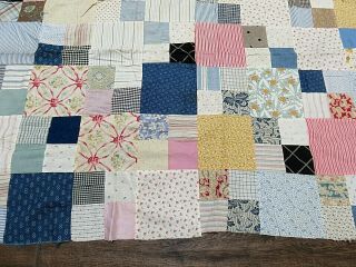 Vintage Handmade Unfinished Top Only Patchwork Quilt Colorful Squares 67 