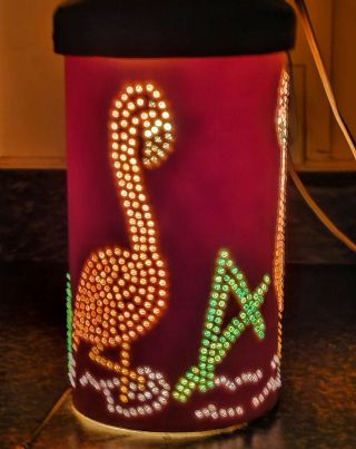 Retro Flamingos Hanging Swag Lamp Light Vintage Tiki Bar Rv Camping Spears 12 "