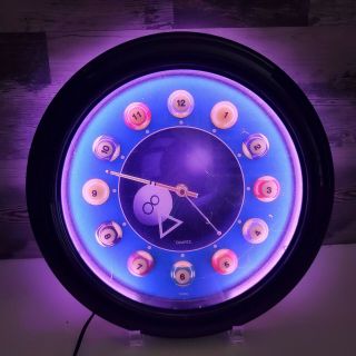 Billiard Pool Balls Purple Neon Light 12 " Wall Clock By Neon Sports 368 - 2302