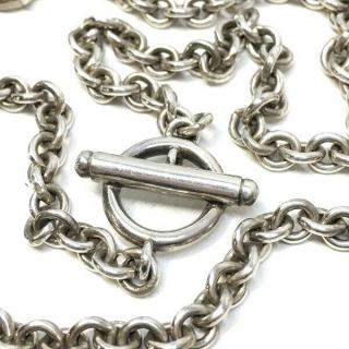 Vintage 925 Lenox Sterling Silver Designer Rolo Chain Link Toggle Necklace 29g
