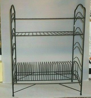 Vintage Inspired Black Steel Wire Vinyl Record Rack/plant Stand 26 X 20 X 11.  5 "