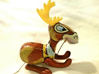 Vintage Mikuni Tin Litho Japan Wind Up Reindeer 4.  5 Inches
