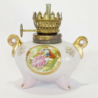Vintage Arnart Porcelain Oil Lamp Base Courting Couple