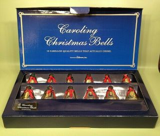 Vtg Roman Musical Caroling Christmas Carillon 12 Quality Brass Bells - 25 Carols