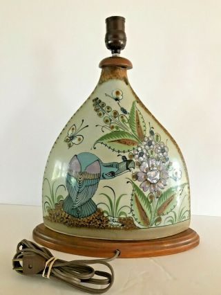Vintage El Palomar Ken Edwards Pottery Mexico Tonala Large Pillow Vase Lamp