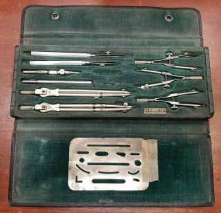 Vintage F.  Weber Co.  Philadelphia,  P.  A.  Set Of Drafting Tools & Case Model 8786n