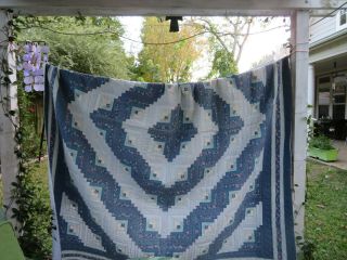 Collectibles Vintage Quilt Hand Made Queen 96 X 82 " - Blue Panels