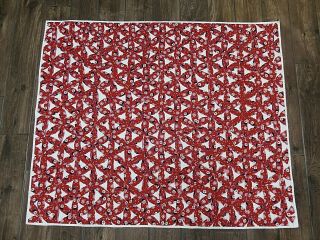 Vintage Handmade Christmas Quilt Red Star Snowman Small Blanket 42 