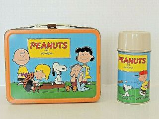 Vintage 1959 Peanuts Lunch Box With Thermos W/ Snoopy,  Lucy,  Charlie Brown