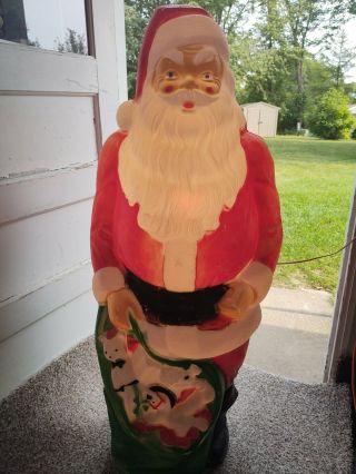 Vintage Empire Lighted Santa Blow Mold Toy Gift Sack Shabby Chic Christmas Decor