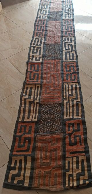 African Kuba Cloth Raffia /textile From Congo 162 " By 28.  8 "
