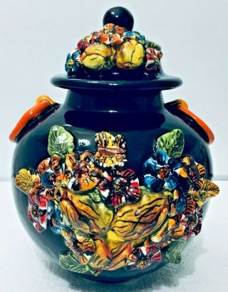 Mexican Pottery Talavera Ginger Jar Tibor Gerardo Garcia Canister Folk Art Vase