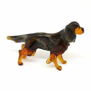 Middle Russian Art Glass Figurine Dog - Gordon Setter 116