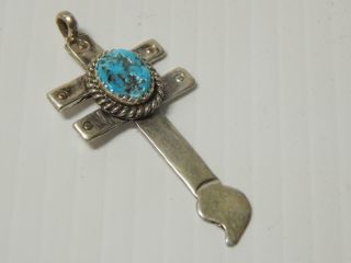 Isleta Dsgn Navajo Indian Sterling Silver Christian Religious Double Cross