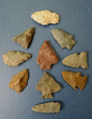 Fine Group Of 10 Indian Arrowheads From Lancaster Co Pa Native American
