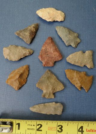 FINE GROUP of 10 INDIAN ARROWHEADS From LANCASTER CO PA NATIVE AMERICAN 2