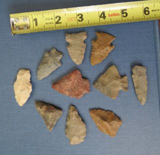 FINE GROUP of 10 INDIAN ARROWHEADS From LANCASTER CO PA NATIVE AMERICAN 3