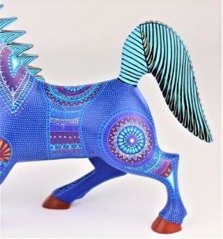 Oaxacan Wood Carving Rene Xuana Blue Horse Oaxaca Mexican Fine Folk Art Alebrije 3