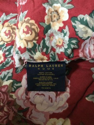 Vintage Ralph Lauren Home Danielle Marseilles Red Floral Twin Comforter 2