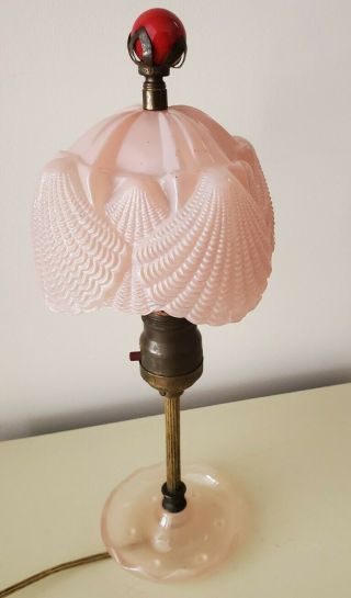 Vintage Art Deco Pink Glass Boudoir Lamp