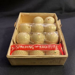 Vintage 1940’s Spalding Kro - Flite Golf Balls Box 11/12