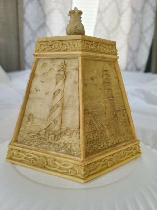 Vintage Lighthouse Reverse Painted Lamp Shade