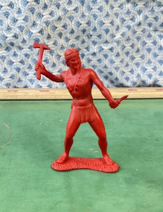 Vintage Auburn Rubber 70mm Pioneers Native Indian Brave Figure Early - 1950s