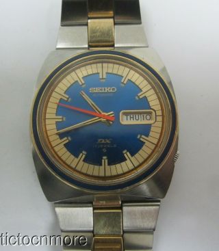 Vintage Seiko Dx Automatic Calendar Day Date Watch Mens Japan 6106 - 8749 Bluer