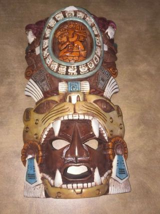 Maya Mayan Mask Head Aztec Inca Statue Sculpture Wall Plaque Calendar Aztlan Art