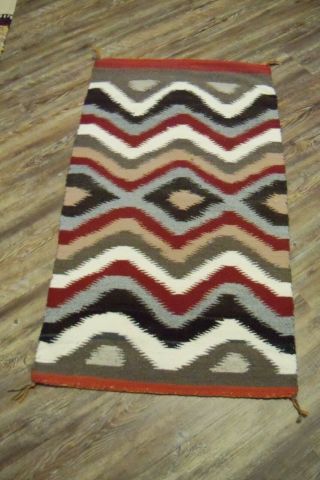 Vintage Navajo Indian Weaving Rug " Eye Dazzler " 44x24