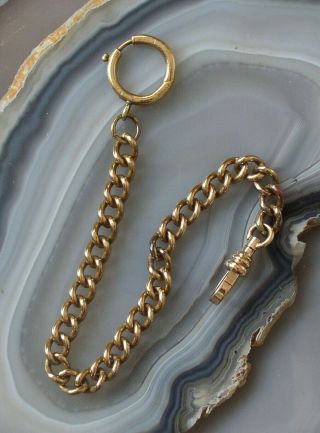 Vintage Gold Filled 9″ Pocket Watch Fob Chain,  Large Spring Bolt Ring