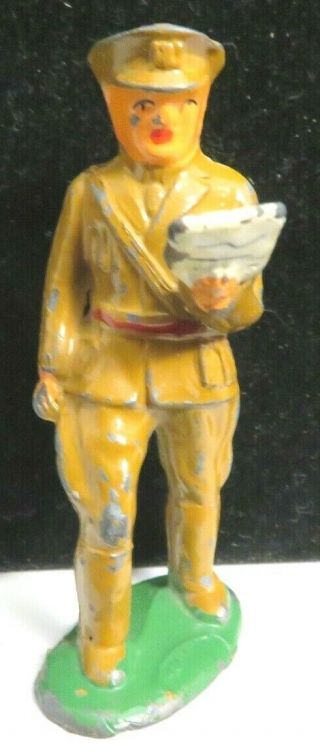 Vintage Barclay Lead Toy Soldier Officer Reading Orders B - 116