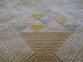 Vintage Handmade Quilt 82 X 88 Basket Pattern Very Old 60 Years Back Replaced