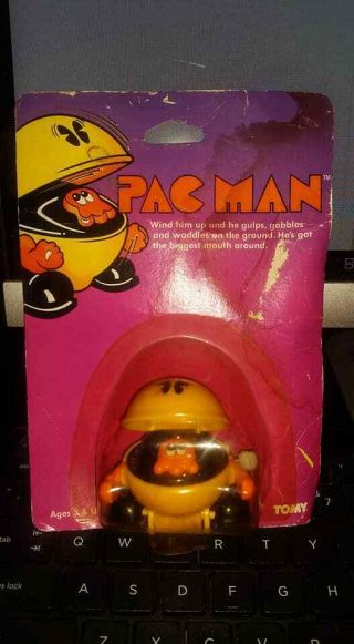 Pac Man 1982 Tomy Vintage Wind - Up Toy Worn Package Figure No 2557