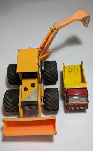 Vintage 70s Tonka Dump Truck And Remco Toys Bulldozer Backhoe