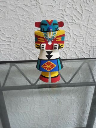 Vintage Native American Old Wooden Kachina Souvenir Doll (note Bottom Stamping)