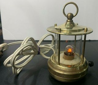 Vintage Chase Brass Electric Light Lamp Lantern Hanging 5 1/2 " Tall 3 1/4 " Dia.