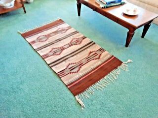 ZAPOTEC RUG,  Hand Woven Wool,  2.  5 ' by 5 ' Oaxaca,  Exceptional 3