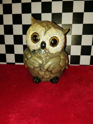 Vintage Hand Painted Ceramic Owl Figurine Statue