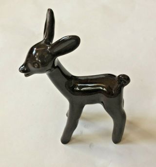 Vintage Mid Century Modern Deer Ceramic Pottery Figurine Brown Deer