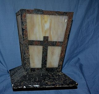 Antique Vintage Mission Arts And Crafts Slag Glass Lamp Shade Parts