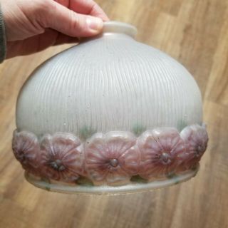 Vintage Reverse Painted Glass Lamp Shade Frosted Embossed Floral