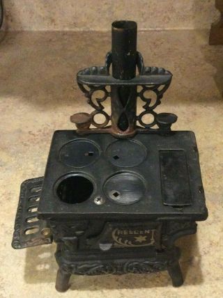Vintage Toy Crescent Cast Iron Miniature Wood Cook Stove No Utensils