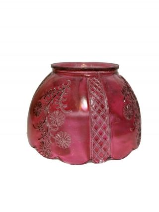 Pink Glass Candle Gas Oil Kerosene Lamp Shade Floral 4.  25 " Tall 3 7/8 Fitter