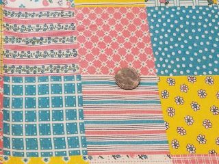 Vintage Full Feedsack: Patchwork Cheater Quilt Pattern In Pastels