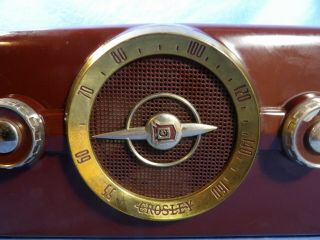 Vintage Crosley Model 10 138 Maroon Gold Bakelite Dashboard Tube Radio 3