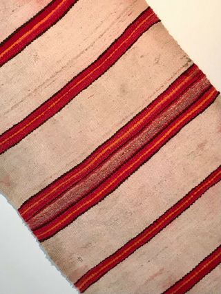 HISTORIC NAVAJO DOUBLE SADDLE BLANKET,  COLORFUL CLASSIC BANDED DESIGN,  C1890,  NR 2