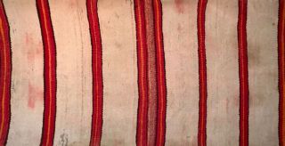 HISTORIC NAVAJO DOUBLE SADDLE BLANKET,  COLORFUL CLASSIC BANDED DESIGN,  C1890,  NR 3